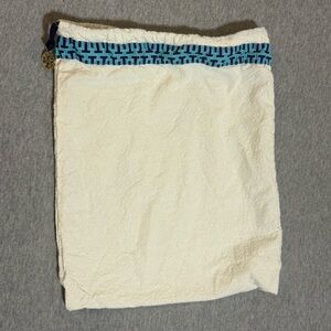 Tory Burch Ecru Canvas Gold Logo Charm  Small Travel Dust Bag